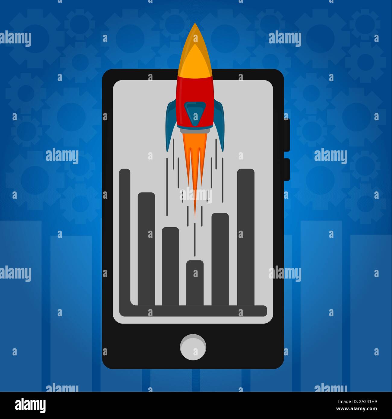 Rocket taking off from a laptop. Startup concept - Vector illustration ...