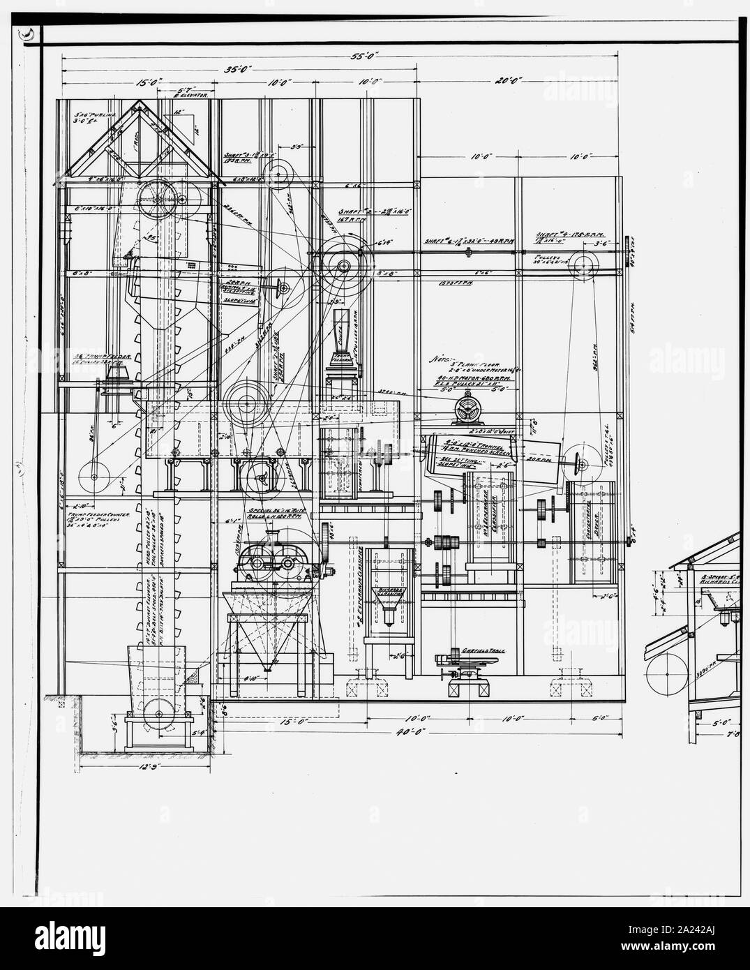 PHOTOCOPY OF DRAWING, CONCENTRATOR, GENERAL, JIG SECTION - Kennecott Copper Corporation, On Copper River and Northwestern Railroad, Kennicott, Valdez-Cordova Census Area, AK; Stock Photo