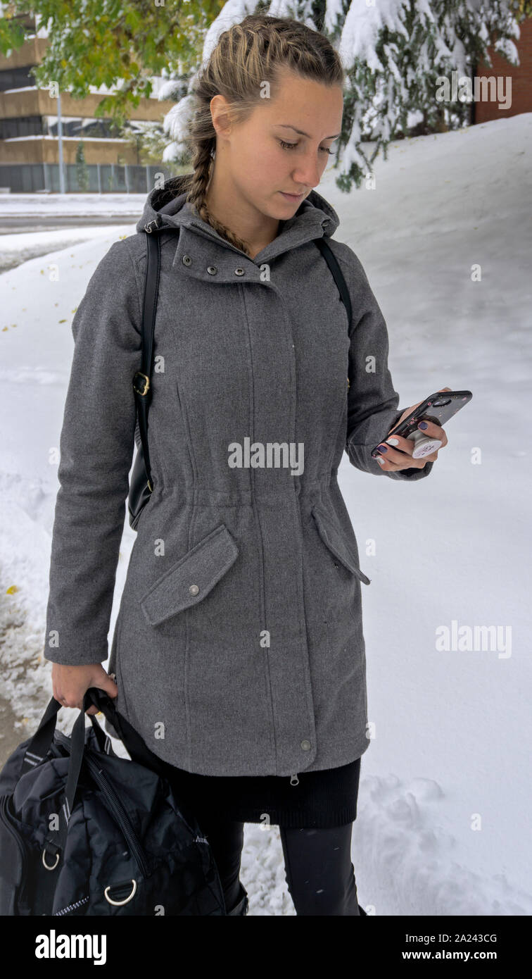 Texting woman colour hi-res stock photography and images - Alamy