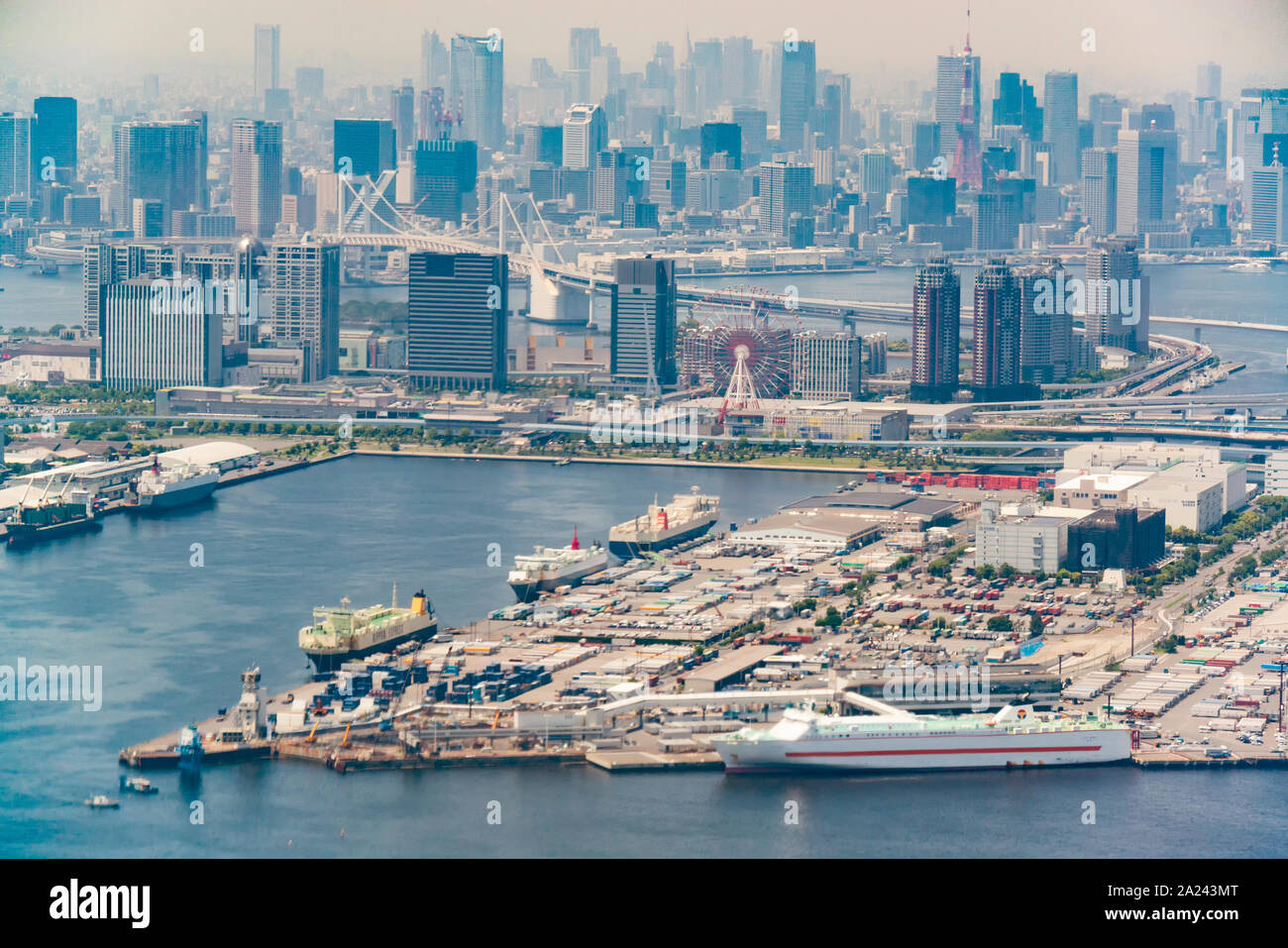 View on Toyo city from the airplane descending in Haneda airport Stock Photo