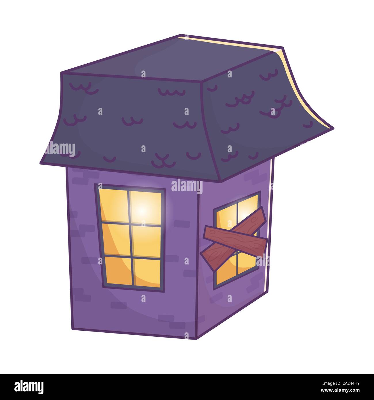 rickety house trick or treat happy halloween vector illustration Stock Vector