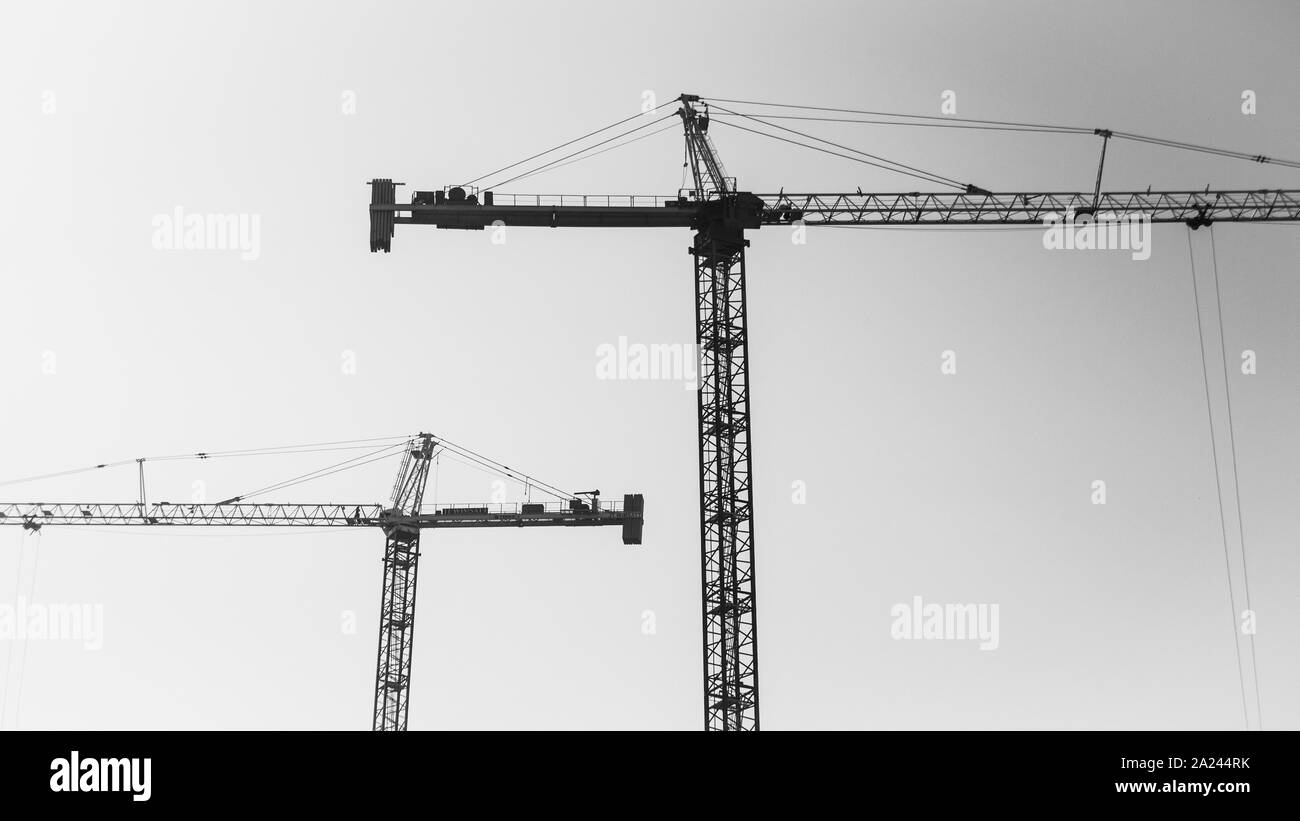 Black and White Industrial Cranes Stock Photo - Alamy