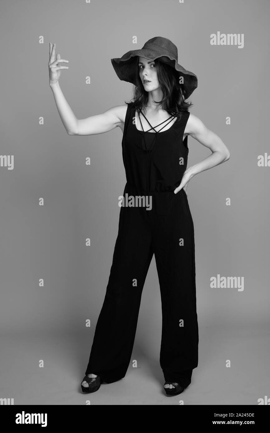 Black top full body shot Black and White Stock Photos & Images - Alamy