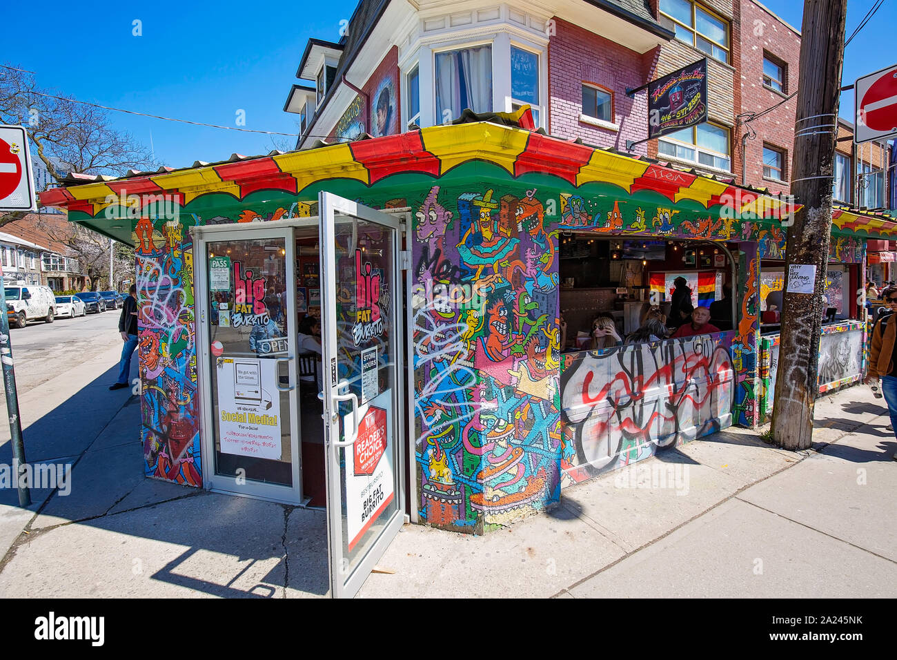 Toronto, Canada-5 May, 2019: Kensington market, a distinctive multicultural neighbourhood in Downtown Toronto, designated a National Historic Site of Stock Photo