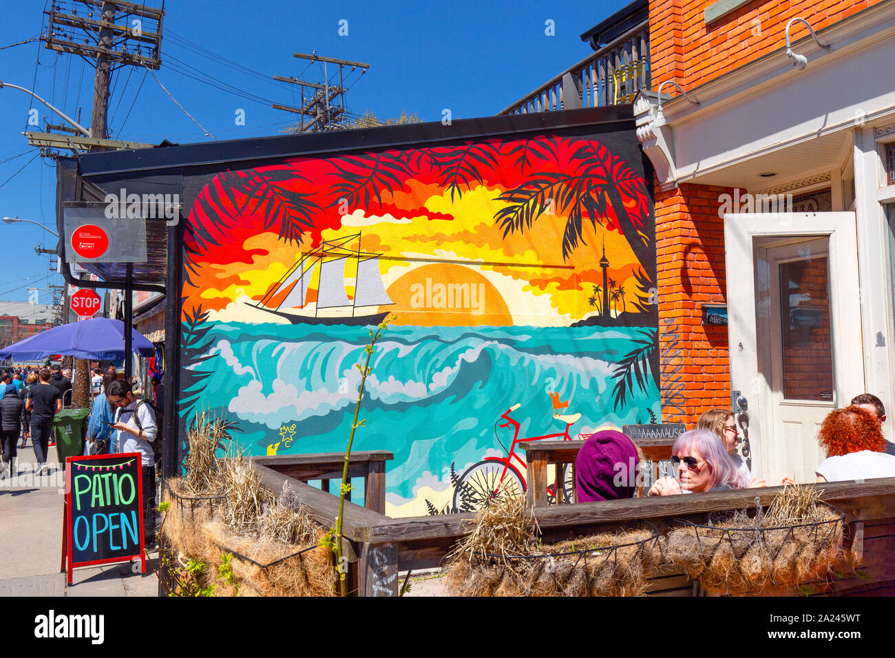 Toronto, Canada-5 May, 2019: Kensington market, a distinctive multicultural neighbourhood in Downtown Toronto, designated a National Historic Site of Stock Photo