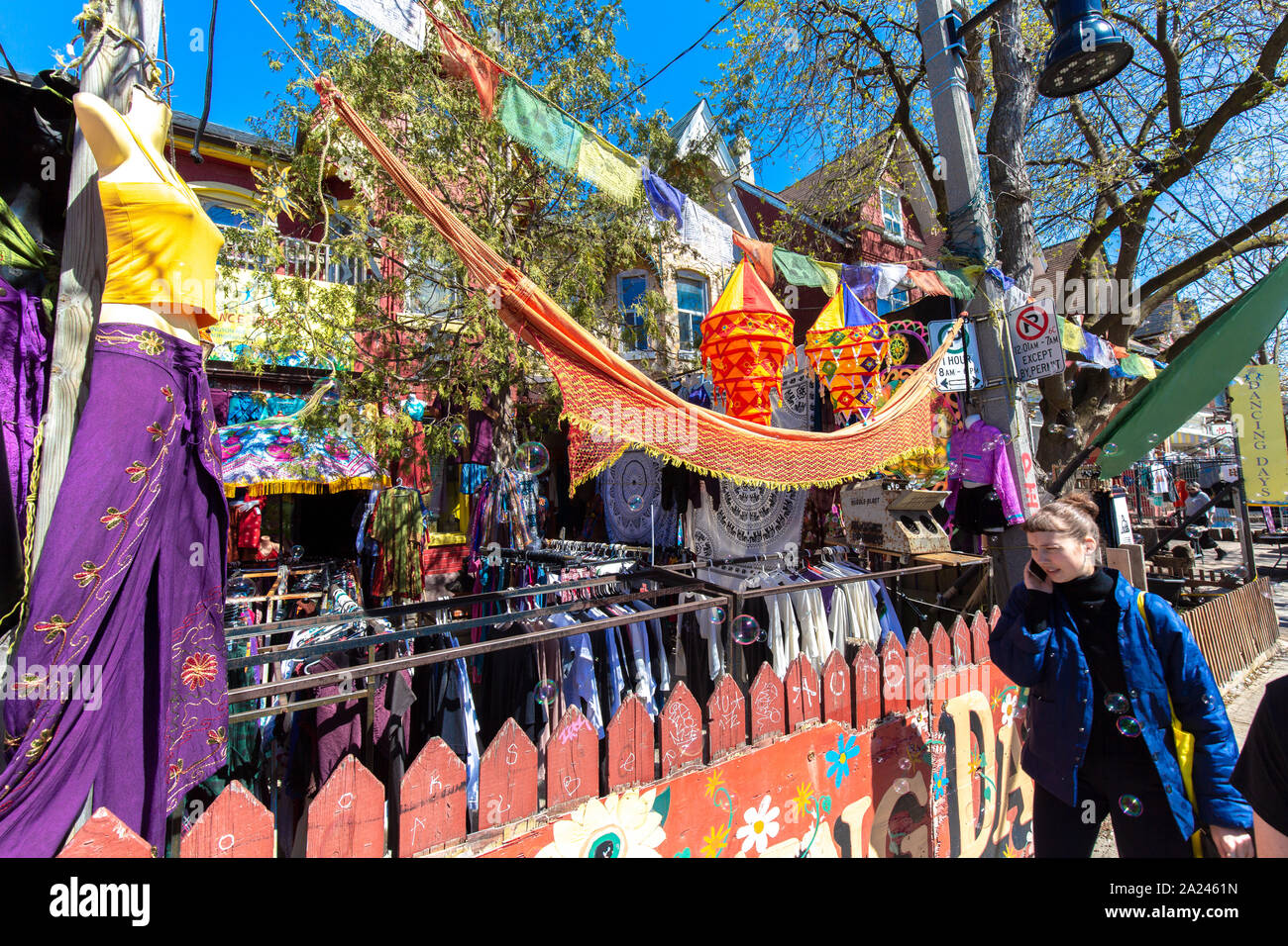 Toronto, Canada-5 May, 2019: Kensington market, a distinctive multicultural neighbourhood in Downtown Toronto, designated a National Historic Site of Stock Photo