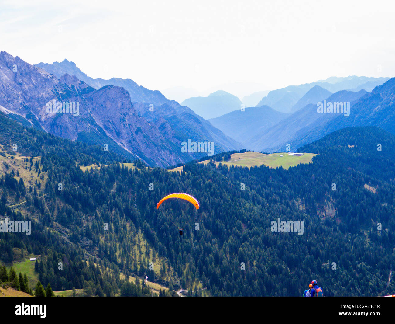 Paragliding in the Dolomites, north Italy Stock Photo