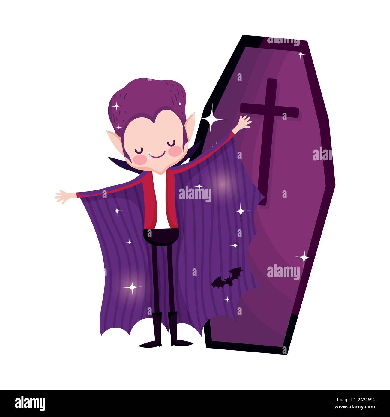 dracula coffin trick or treat happy halloween vector illustration Stock ...