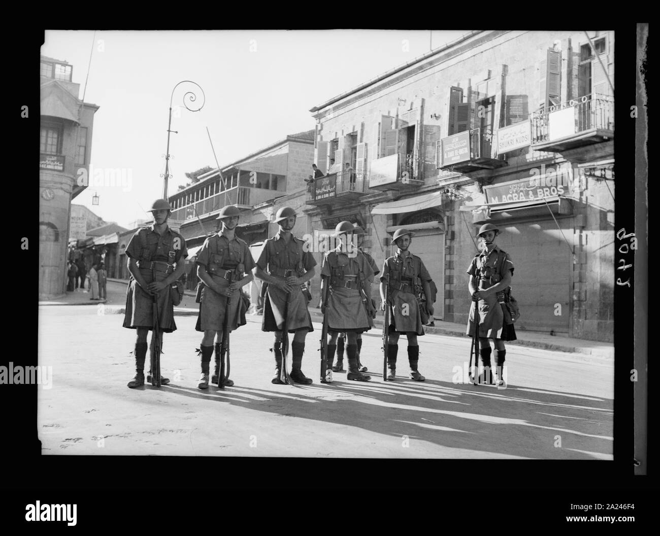 Palestine disturbances 1936. British soldiers near the Jaffa Gate Stock