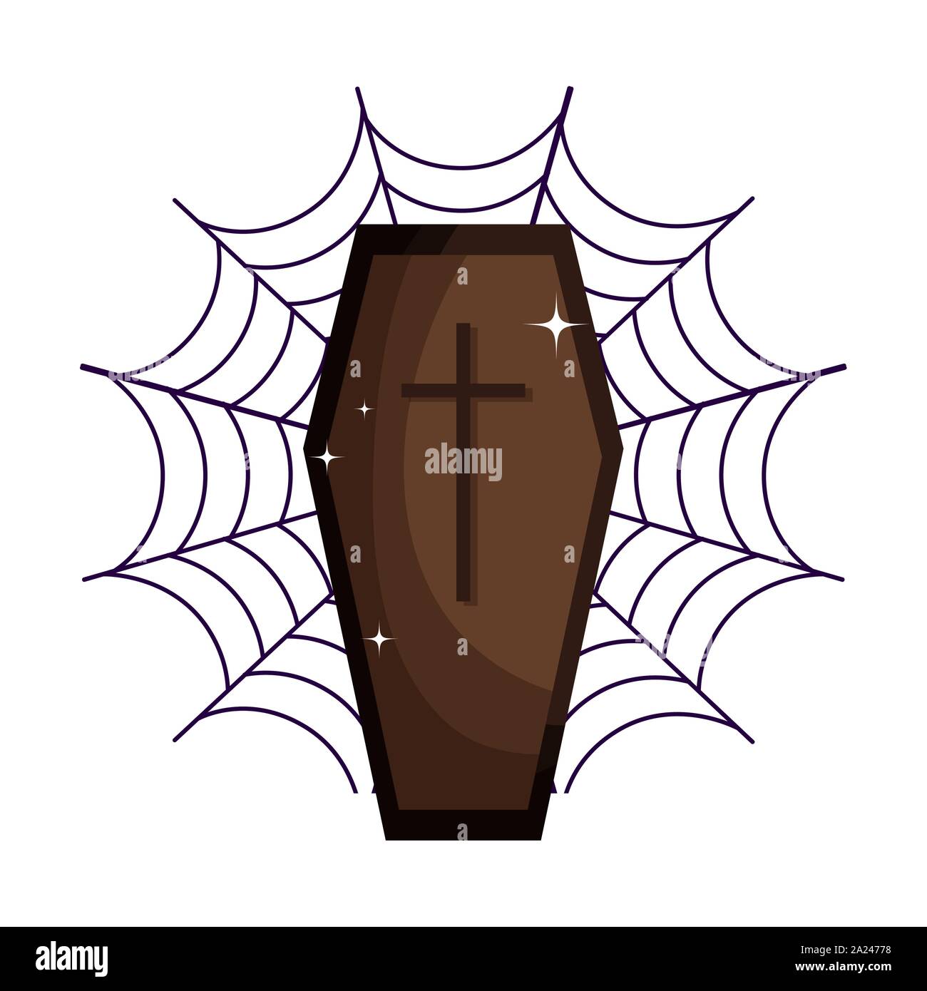 coffin cobweb trick or treat happy halloween vector illustration Stock ...