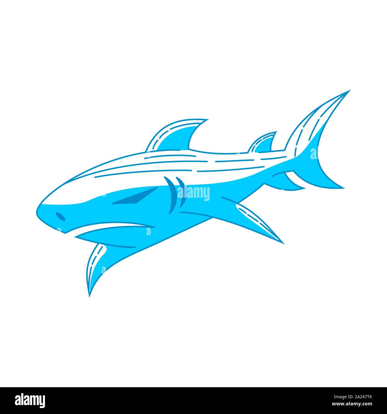 Shark logo badge design vector Outline isolated illustration Stock ...