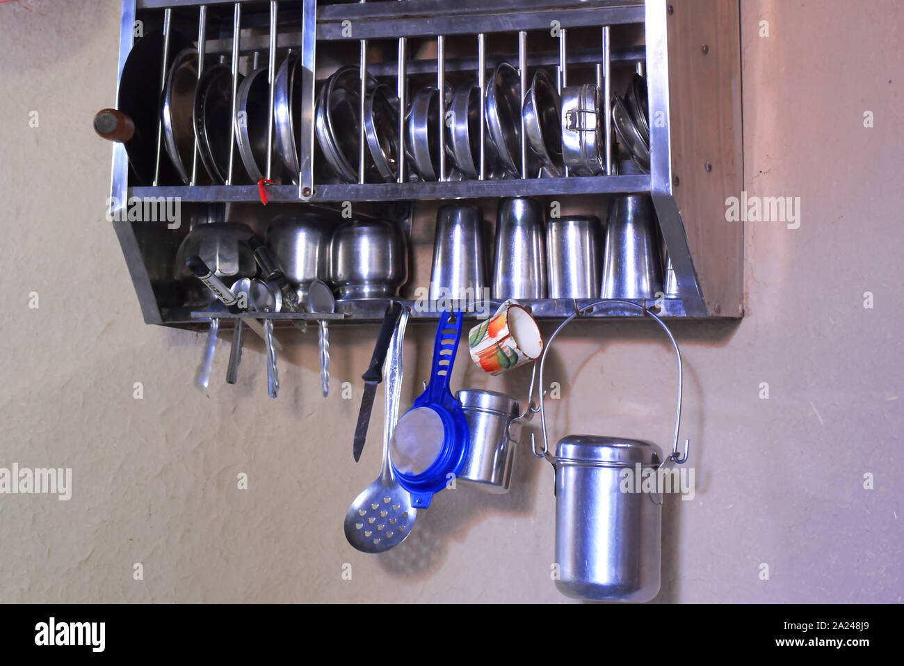 clean dishes, glasses and Cutlery in the dishwasher. Toned image Stock