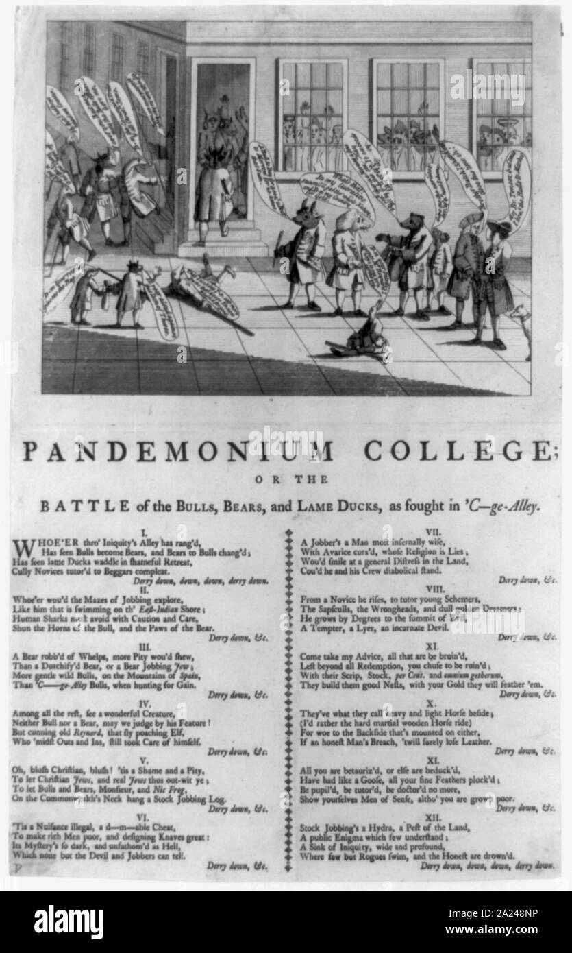 Pandemonium college, or The battle of the bulls, bears, and lame ducks, as fought in 'C--ge- Alley Stock Photo