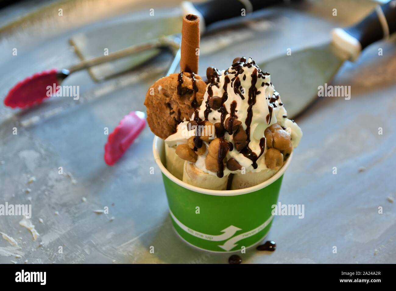 Rolled ice cream dessert Stock Photo Alamy