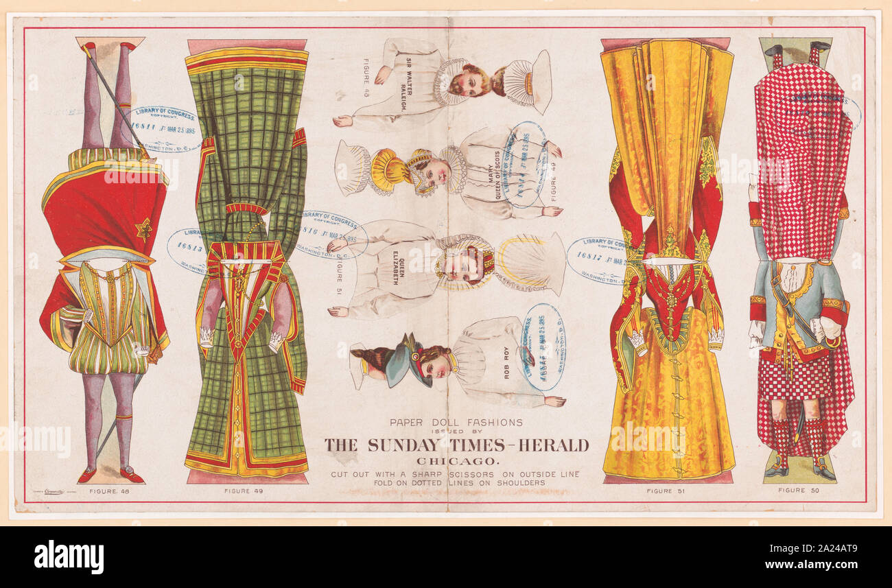 Paper doll fashions issued by the Sunday Times-Herald Chicago Stock Photo