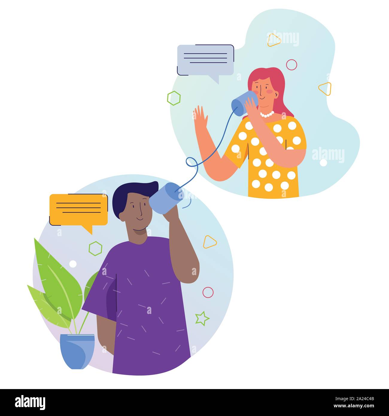 Tin can telephone couple Cut Out Stock Images & Pictures - Alamy