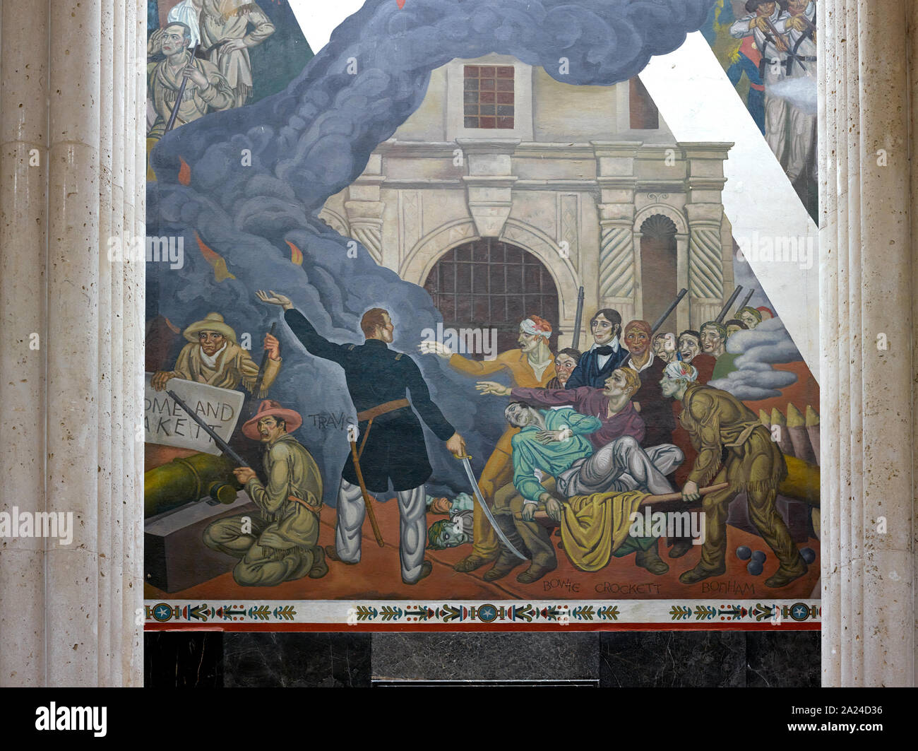 Part of a carefully restored mural, one of dozens at Fair Park, site of the 1936 Texas Centennial celebration and the Pan-American Exposition in 1937 in Dallas, Texas Stock Photo