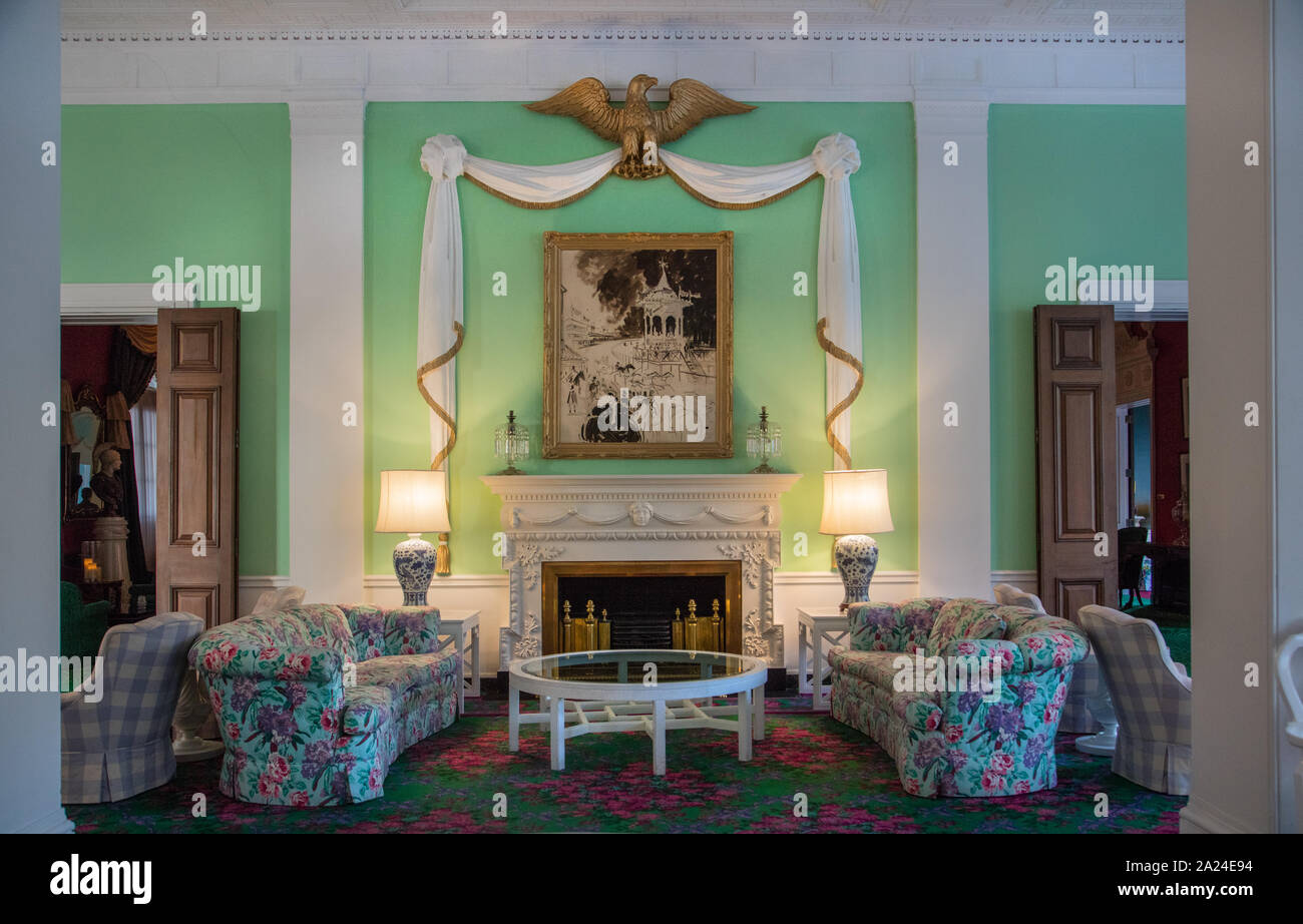 Part of the lobby at the Greenbrier Historic Resort Hotel, built in 1858 just outside White Sulphur Springs, West Virginia Stock Photo
