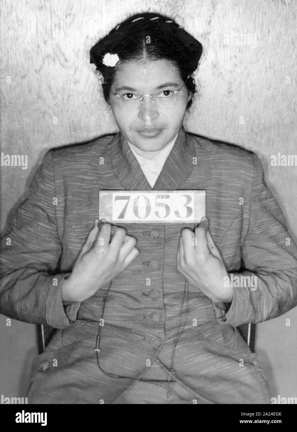 Montgomery, Alabama Police photo (mug shot) of Rosa Parks, February 21, 1956. Stock Photo