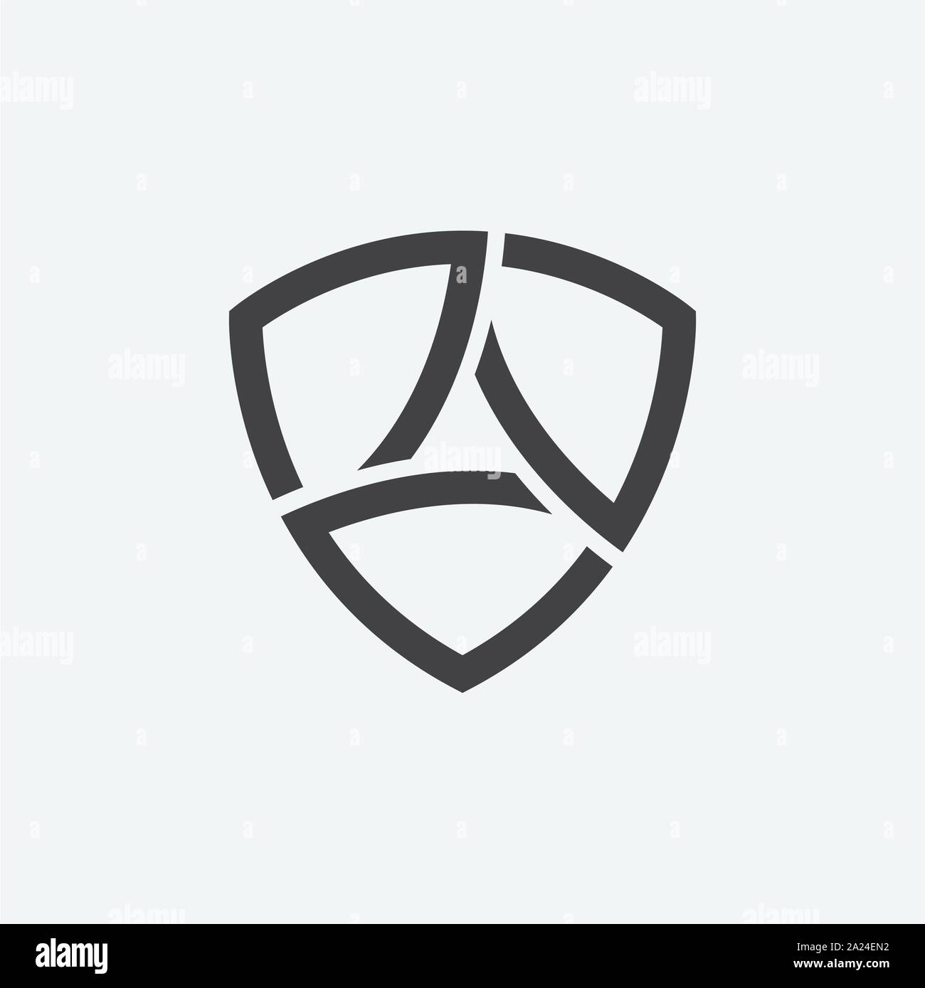 shield linear design vector illustration, shield secure logo, shield icon Stock Vector