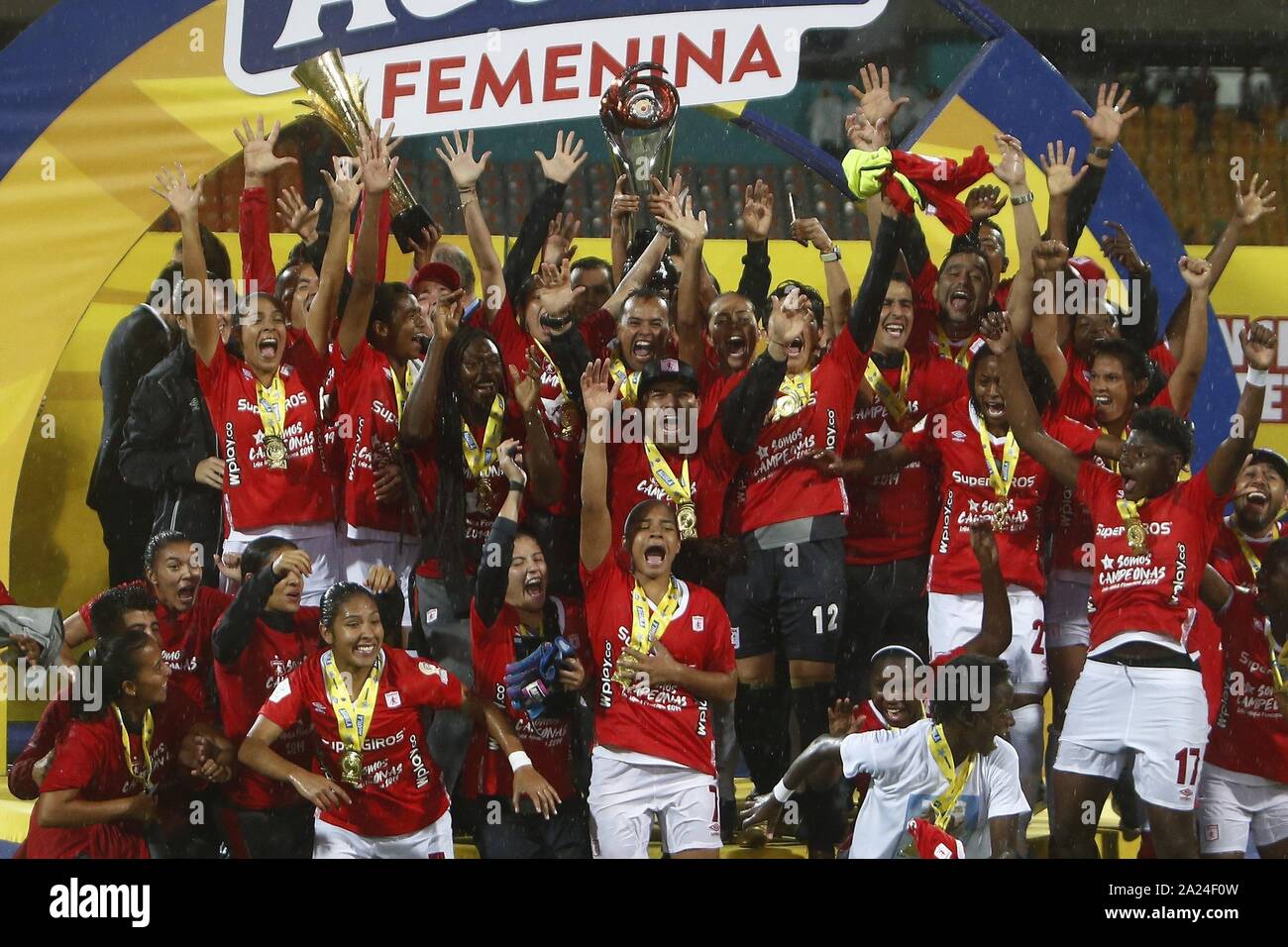 The Players Of America Celebrate The Victory After The Colombian Women Profesional League Final Match Between