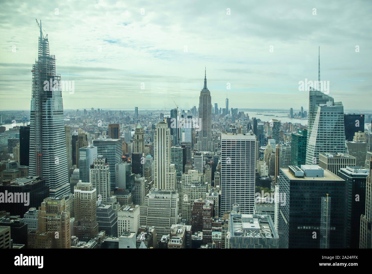 View of the Empire State Building from the Top Of The Rock Observatory in Manhattan New York Stock Photo