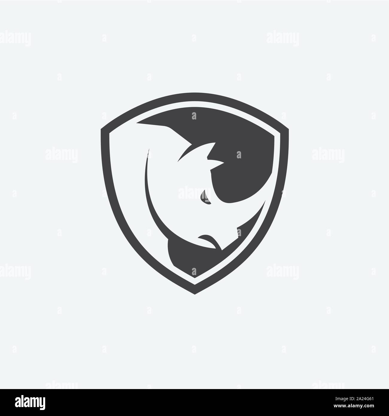 rhino shield icon design vector, strong icon, rhino flat icon illustration Stock Vector
