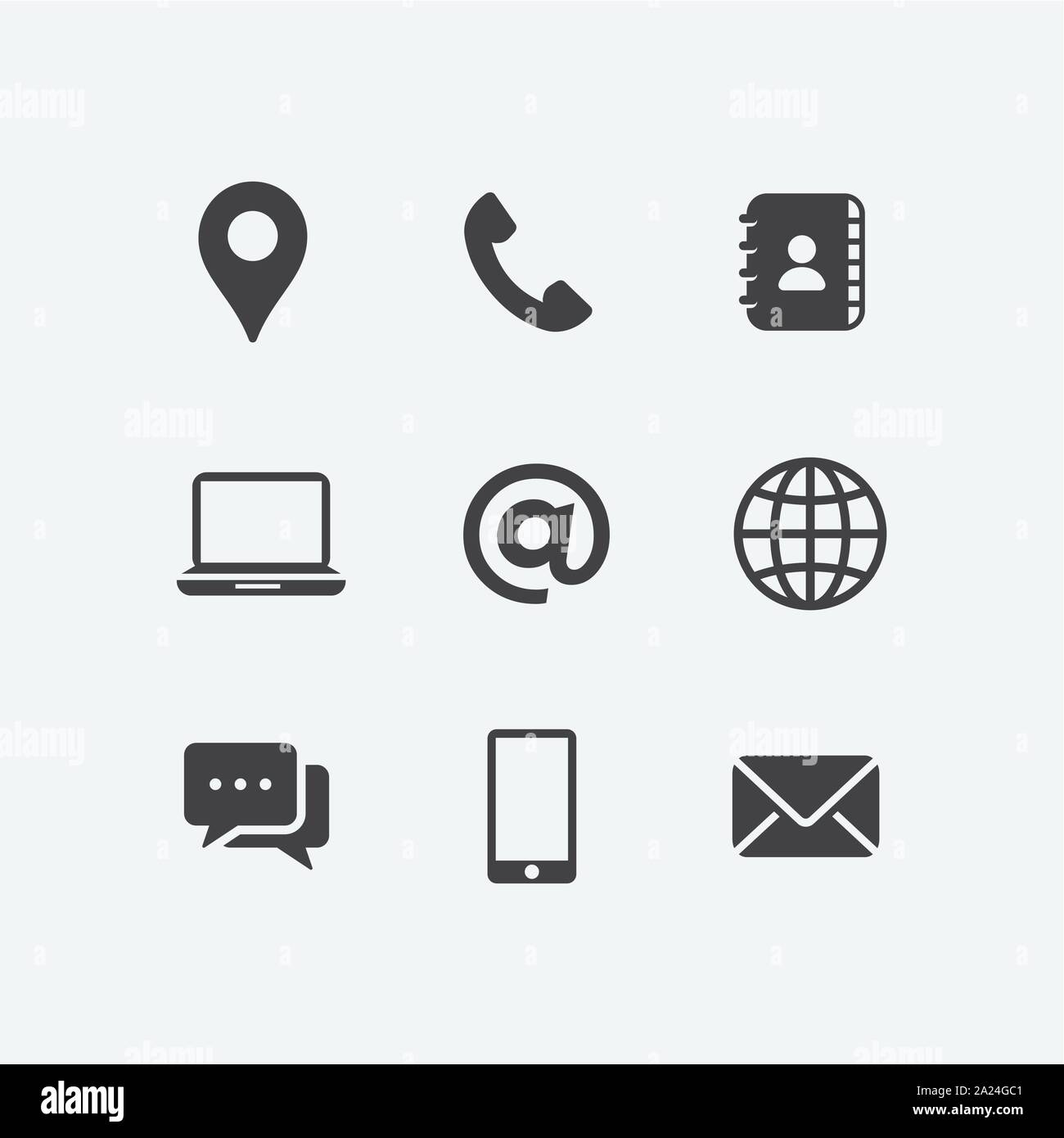 media and communication flat icon set, mobile icon design illustration
