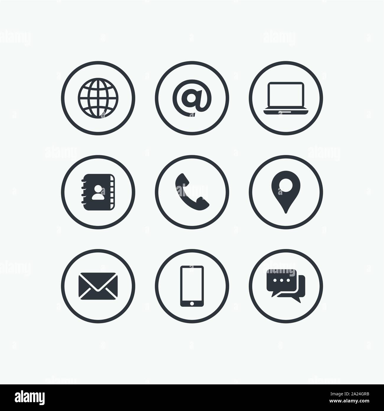 media and communication flat icon set, mobile icon design illustration