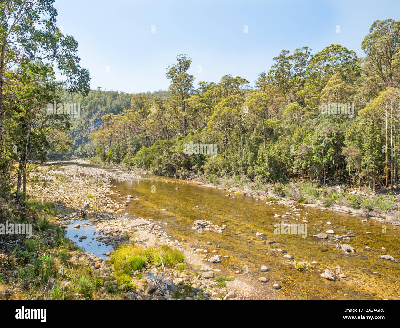 The Mersey River in northern Tasmania, Australia, rises in the lake district near Mount Pelion East on the Central Plateau. Stock Photo