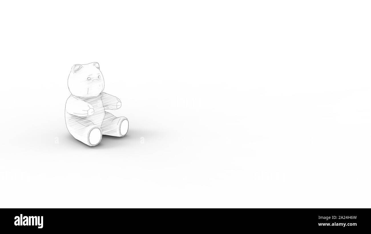 3d rendering of a teddy bear isolated in white studio background Stock ...