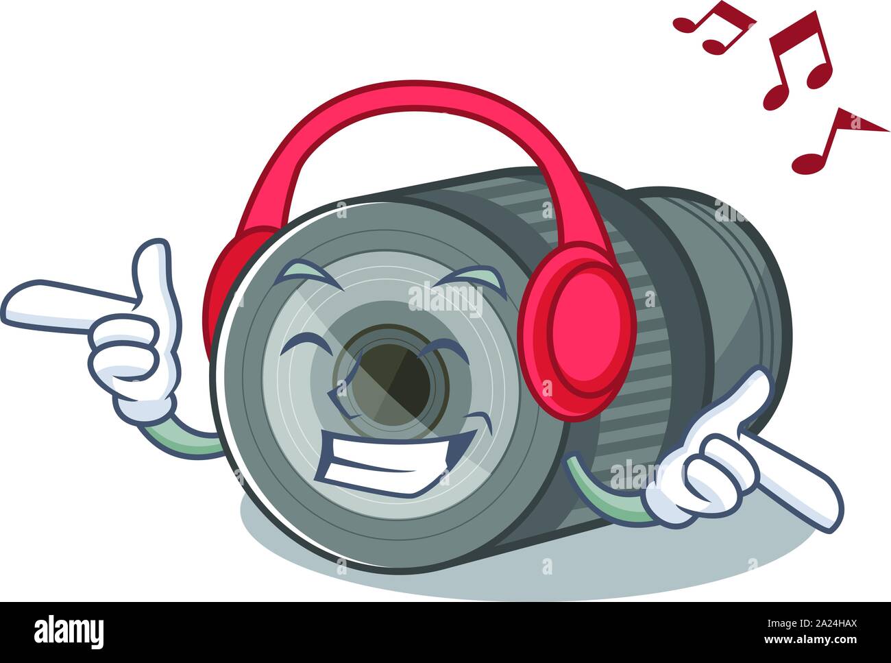 Listening music zoom lens cartoon shape in character Stock Vector Image
