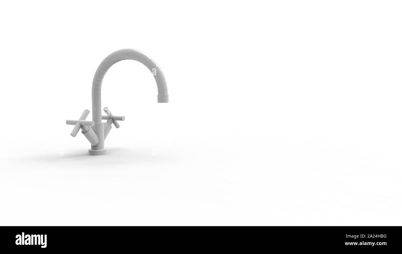 3d rendering of a water tap isolated in white studio background Stock Photo