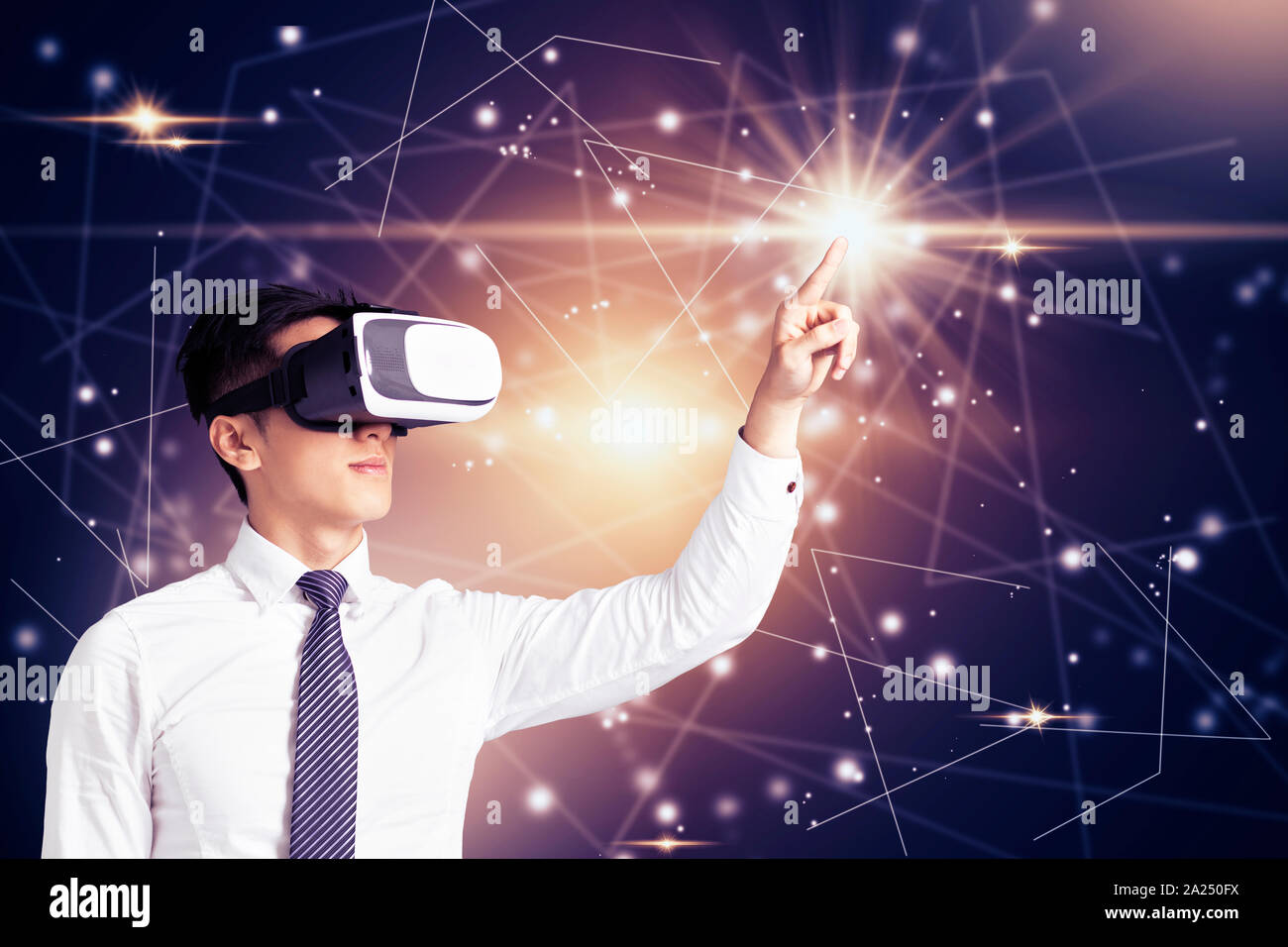 Portrait of a young businessman with vr glasses Stock Photo - Alamy