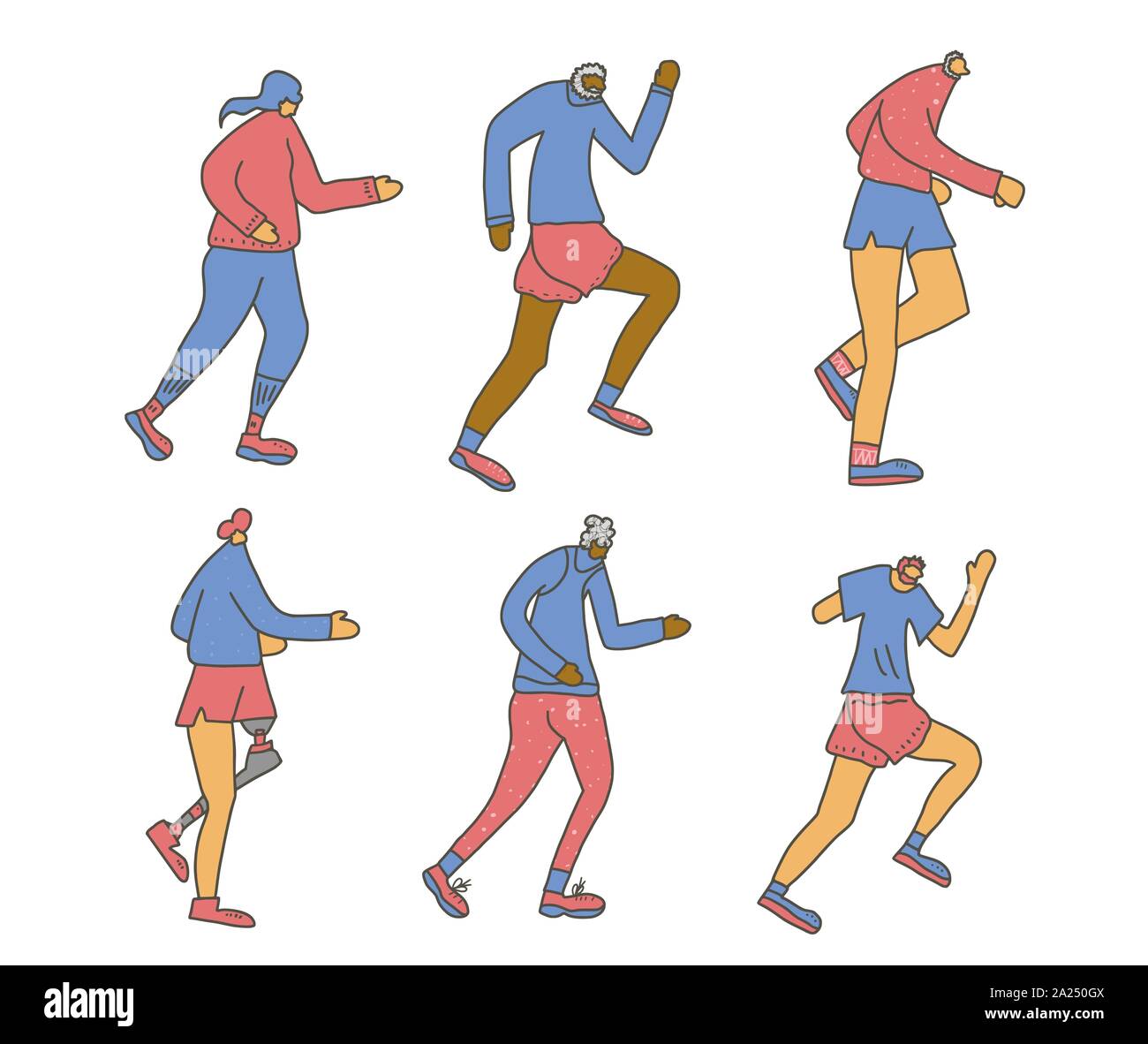 Runners. Different persons jogging isolated. Vector design. Stock Vector