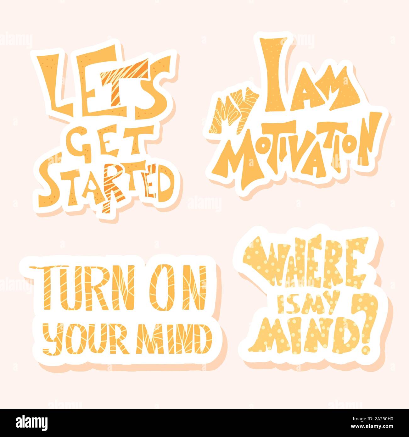 Set Of Stickers Quotes Isolated Motivational Hand Drawn Phrases