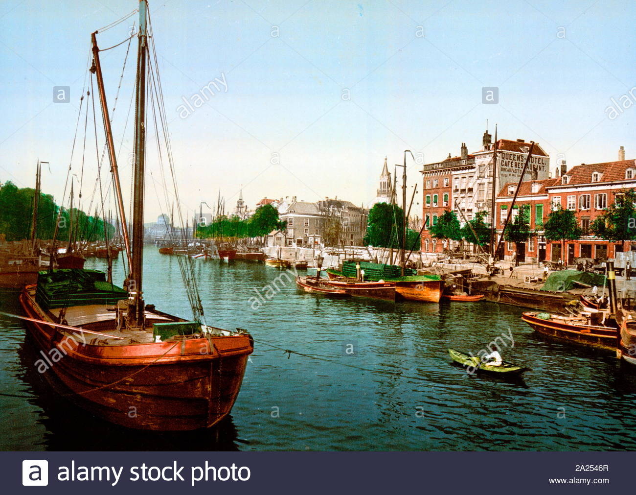 Postcard, 1900. Port of Leuve, Rotterdam, Holland Stock Photo Alamy