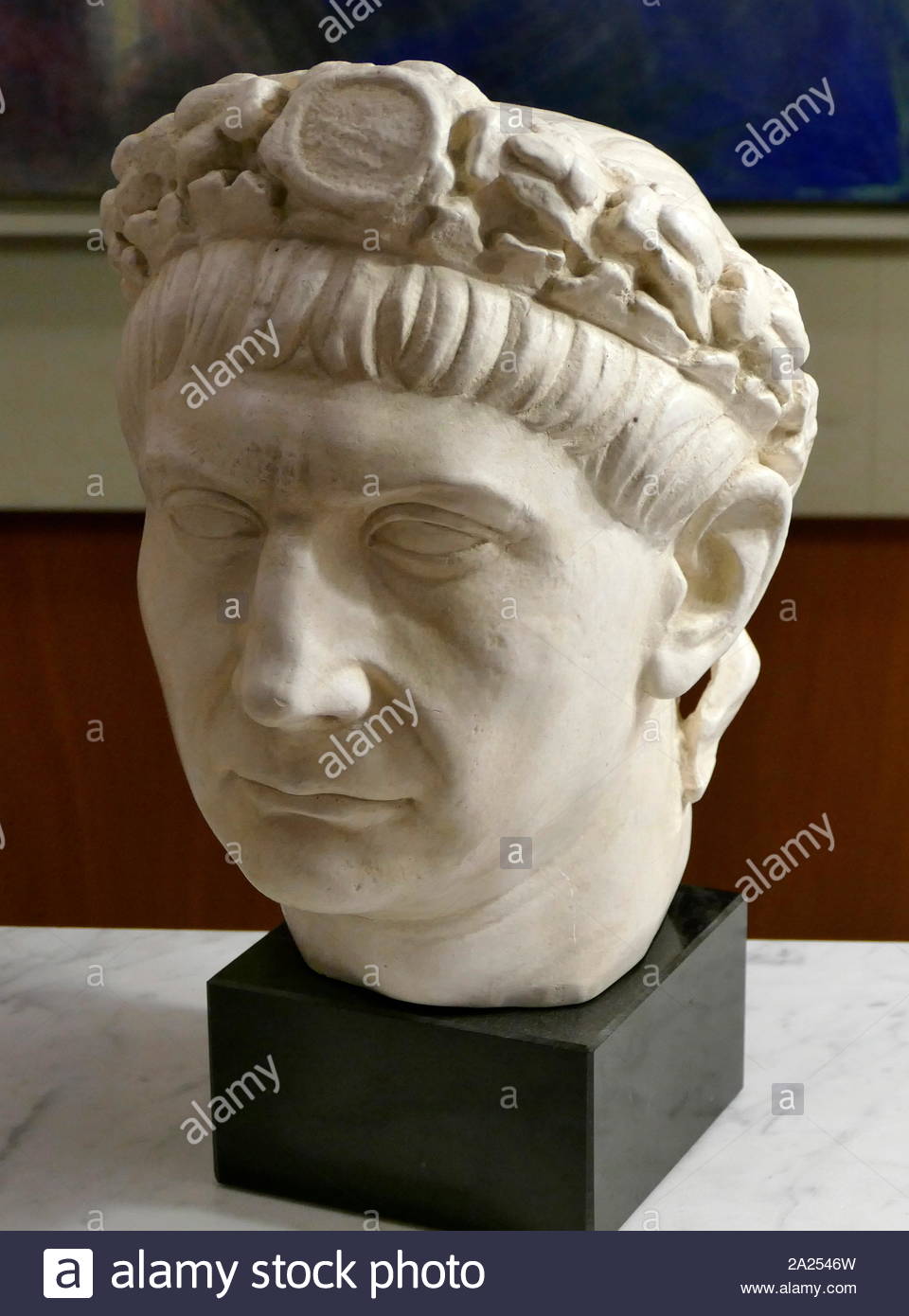 Copy of a Roman bust of Trajan ( 53 -  117 AD). Roman emperor from 98 to 117 AD. Officially declared by the Senate optimus princeps ('the best ruler'), Trajan is remembered as a successful soldier-emperor who presided over the greatest military expansion in Roman history Stock Photo