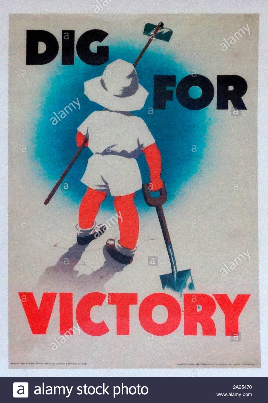 Dig for Britain, Victory' British propaganda poster, to influence the population towards support for the war effort in World war two. Stock Photo