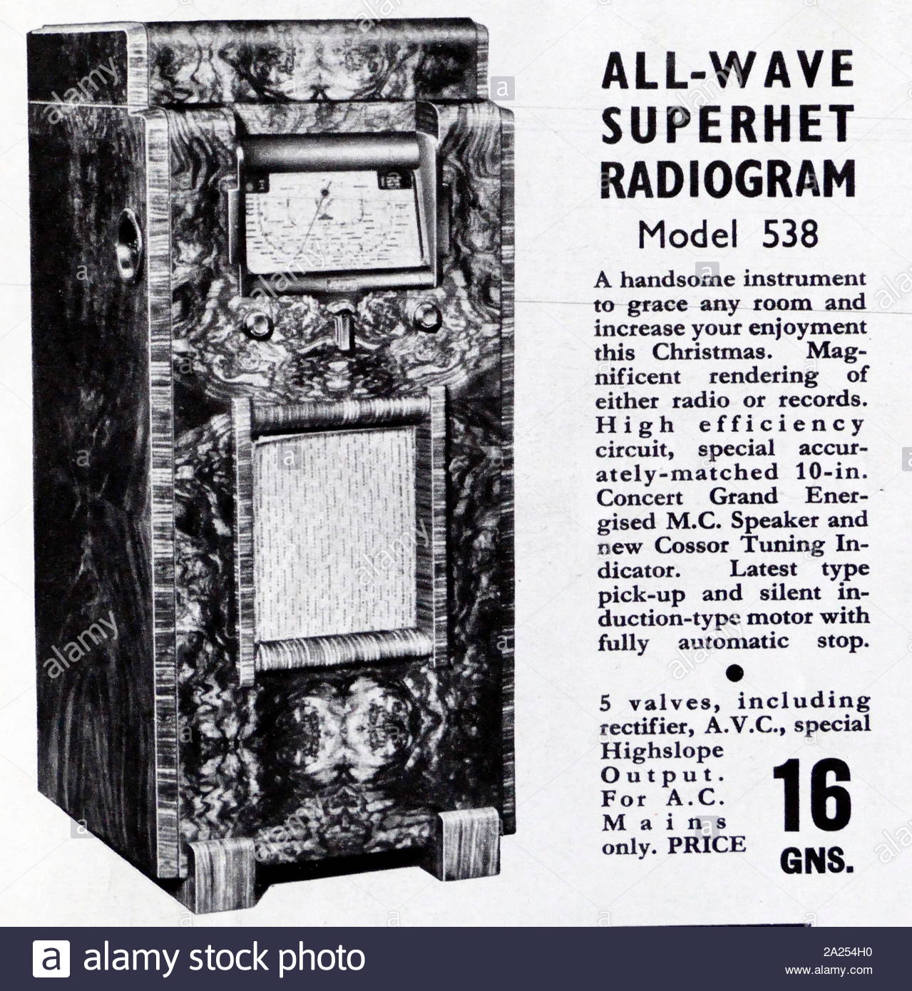 Advert for a Superhet Radiogram model 538, circa 1939 Stock Photo - Alamy