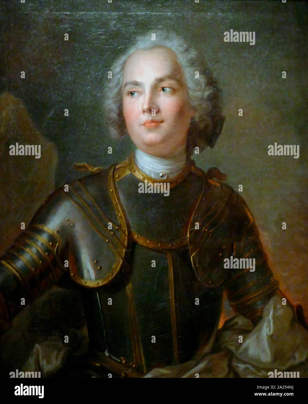 Adam Tarlo (1713-1744); Polish nobleman. portrait by Jean-Marc Nattier (1685-1766). Date circa 1740. Tarlo was during the War of Polish Succession (1734-1738), a supporter of Stanislaw I Leszczynski and was commander of partisans of the short-lived Dzikow Confederation. He was killed by Count Kazimierz Poniatowski in a duel in 1744 Stock Photo