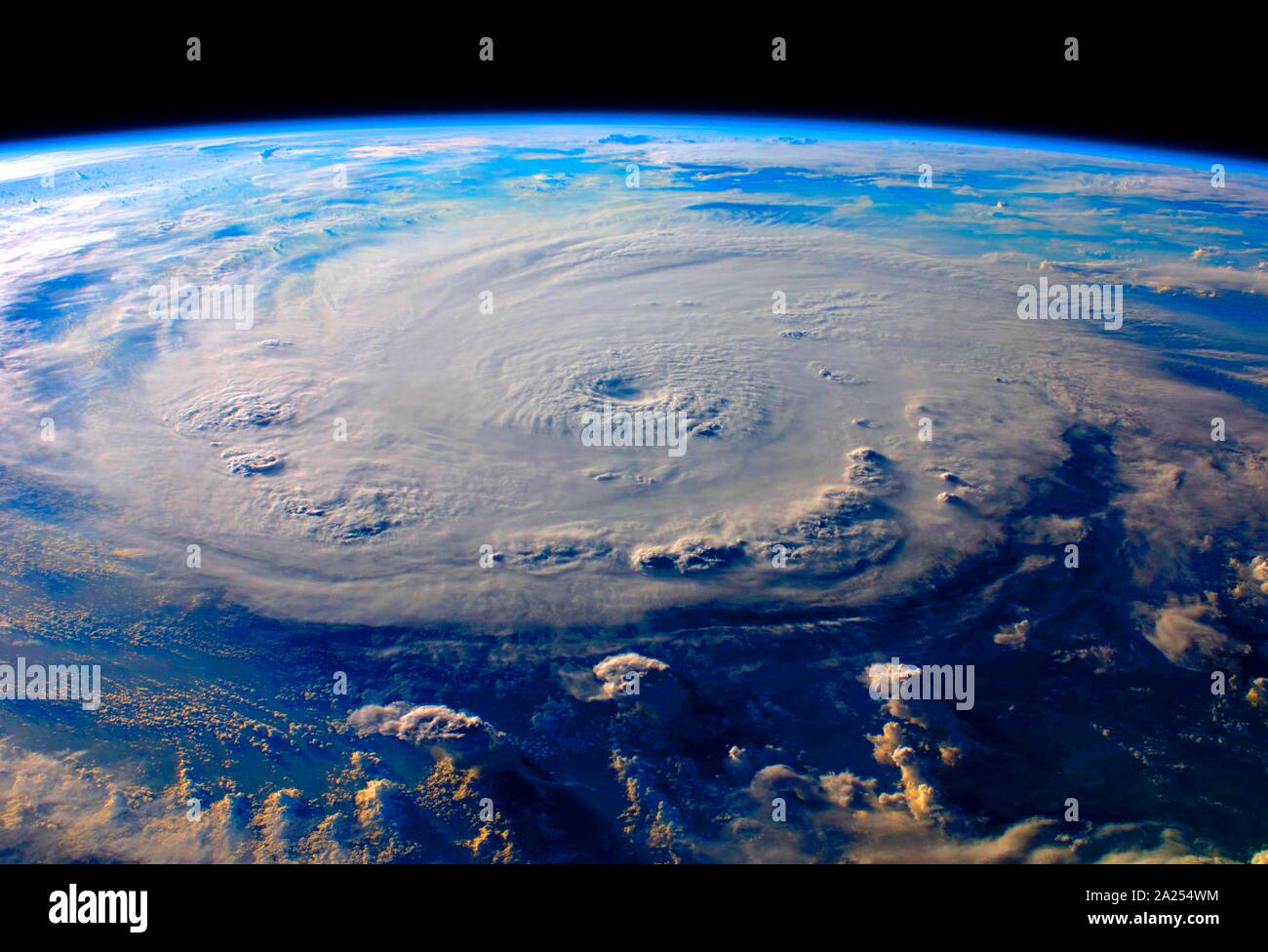 Hurricane Felix from ISS 03 sept 2007. Hurricane Felix seen from the International Space Station was a Category 5. Felix formed from a tropical wave on August 31, passing through the southern Windward Islands on September 1 before strengthening to attain hurricane status. A day later it rapidly strengthened into a major hurricane, and early on September 3 it was upgraded to Category 5 status. Stock Photo