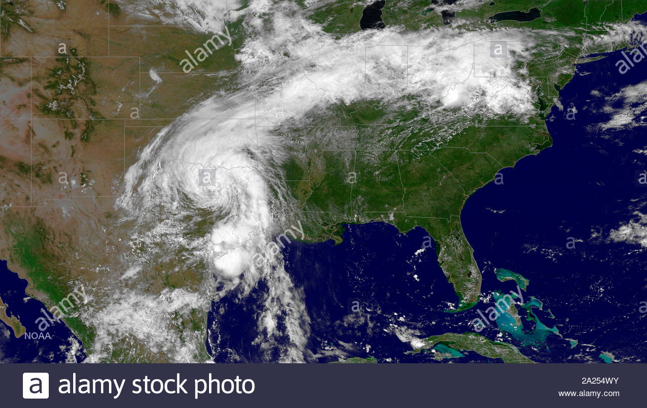 Tropical Storm Bill formed from a low pressure center that moved from the Yucatan Peninsula into the Gulf of Mexico on June 14th 2015 Stock Photo