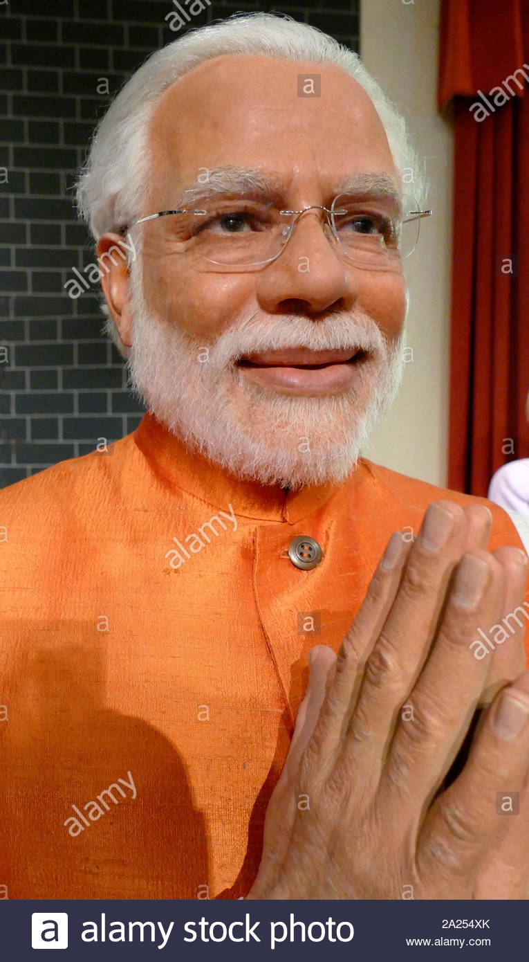 Waxwork statue depicting Narendra Modi (born 17 September 1950); Prime