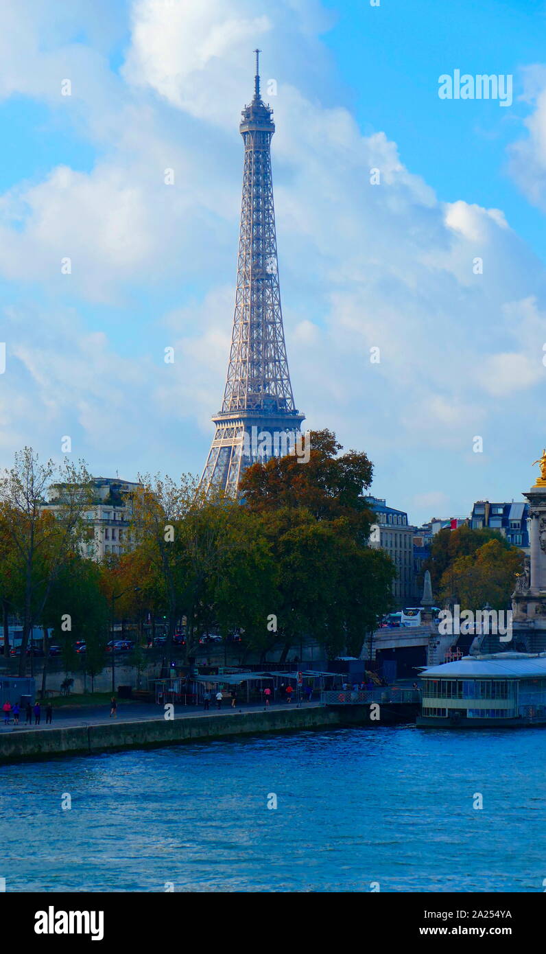 The Eiffel Tower (Tour Eiffel), on the Champ de Mars in Paris, France. It is named after the engineer Gustave Eiffel Stock Photo