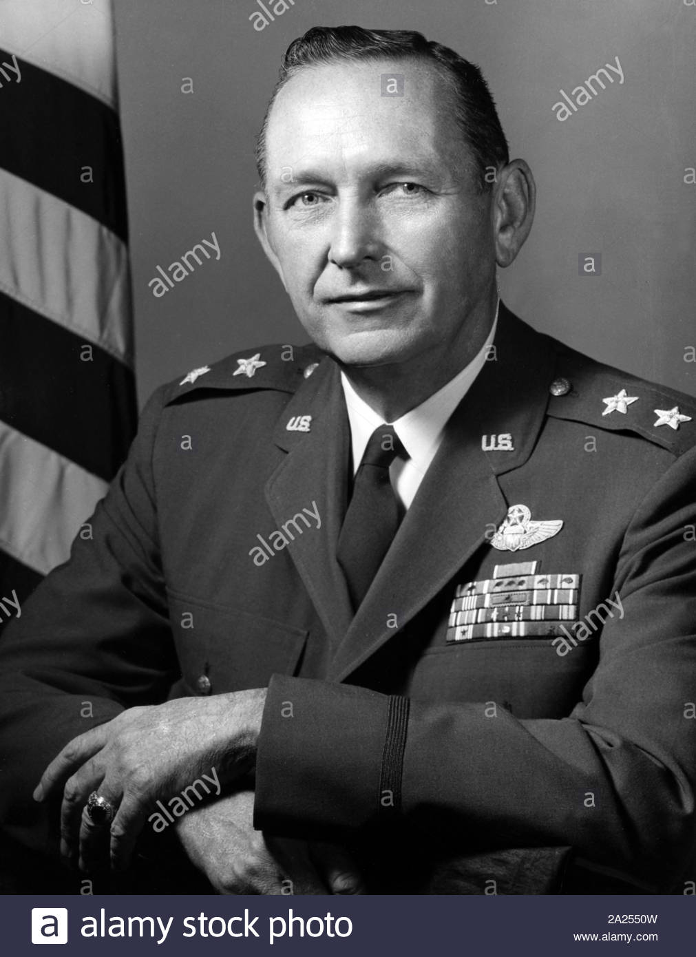 Major General William C. Garland US Air Force Officer. born in 1916. During World War II, General Garland served with the 401st Bombardment Group stationed in England and flew 32 combat missions in B-17 bomber aircraft. He became commander of the 1st Strategic Aerospace Division, Vandenberg Air Force Base, Calif., in August 1969. Stock Photo