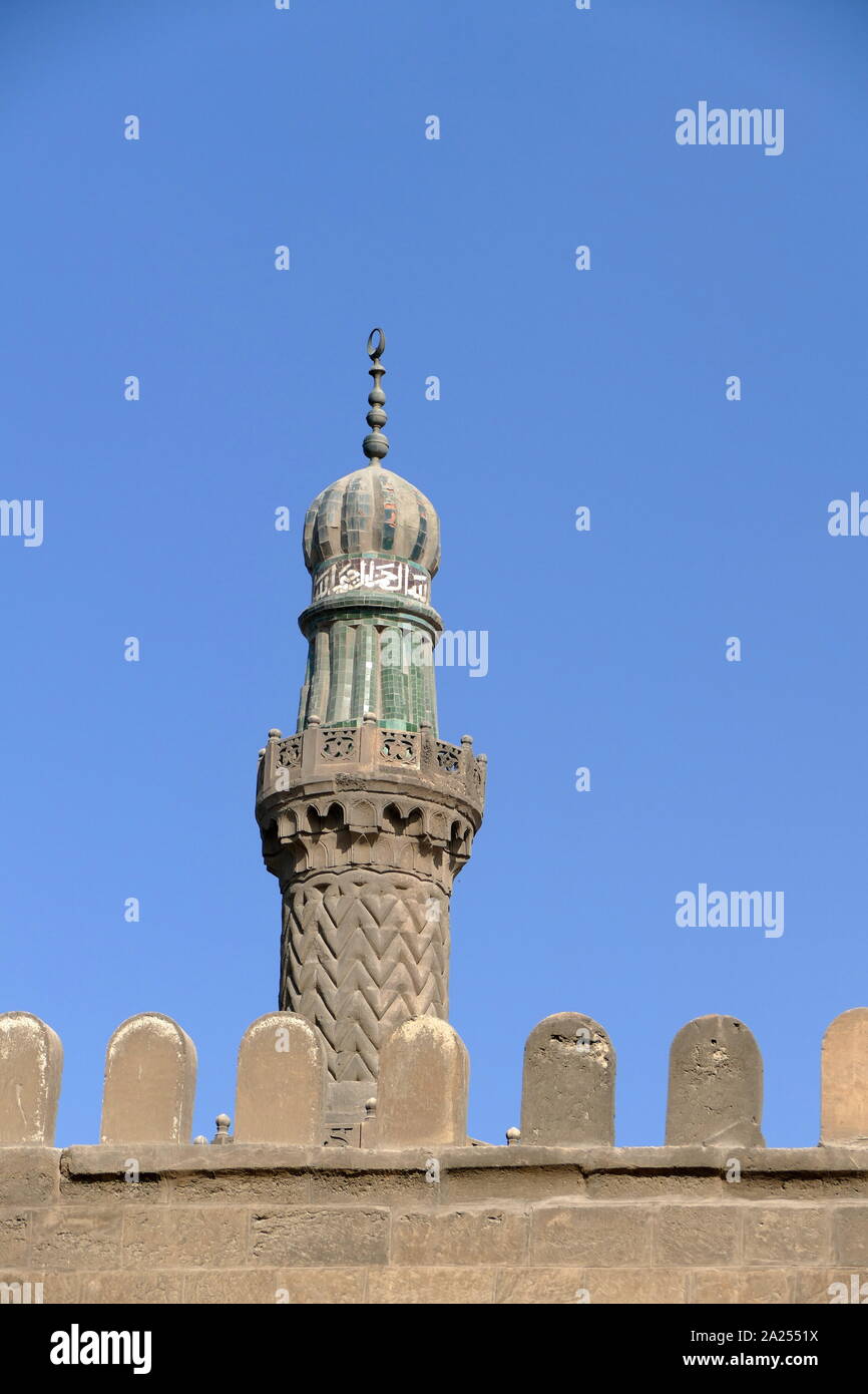 The Sultan al-Nasir Muhammad ibn Qala'un Mosque is an early 14th-century mosque at the Citadel in Cairo, Egypt. It was built by the Mamluk sultan Al-Nasr Muhammad in 1318 as the royal mosque of the Citadel, where the sultans of Cairo performed their Friday prayers. Stock Photo