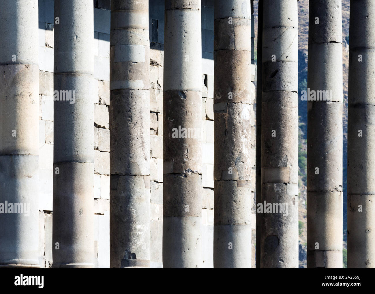 Temple of Garni columns, Armenia Stock Photo
