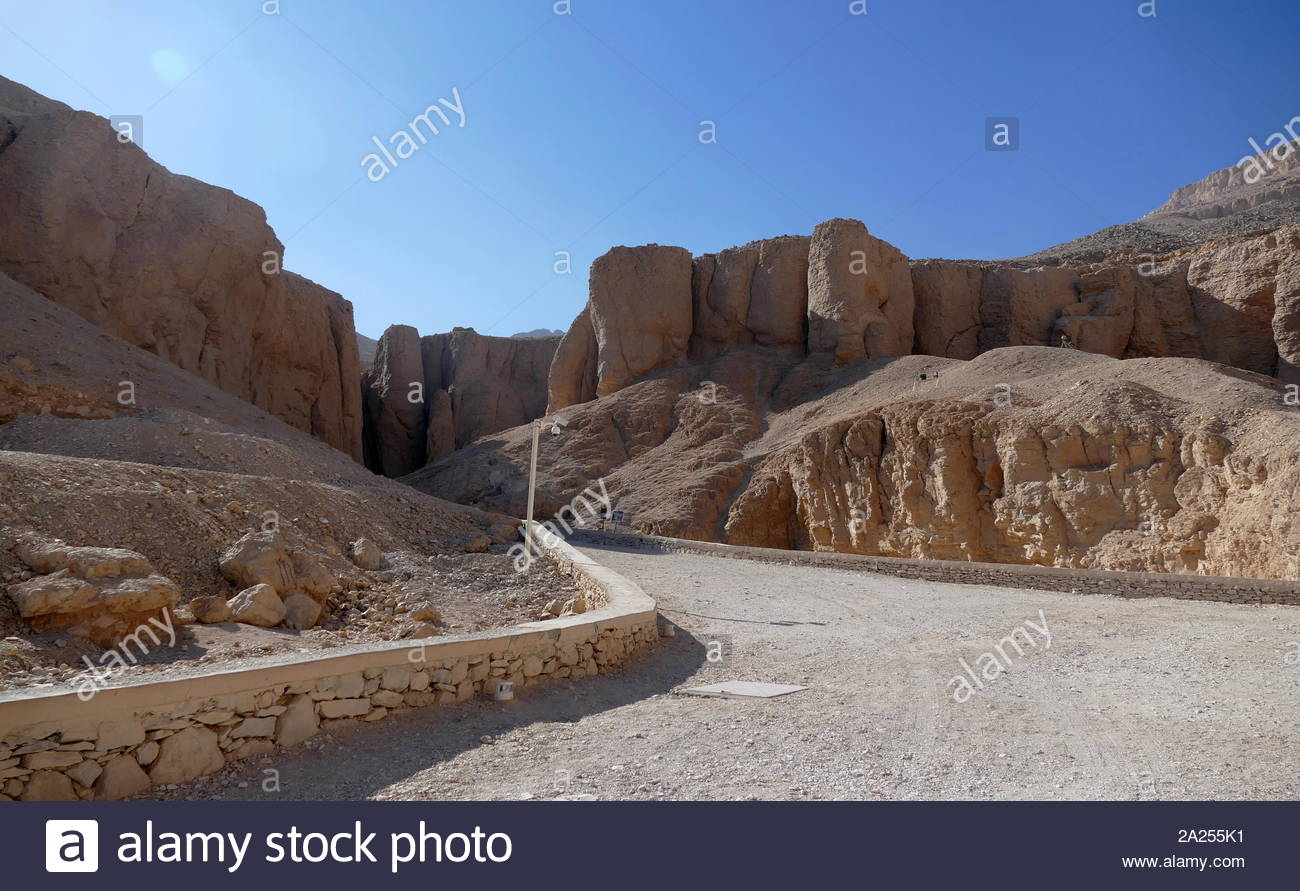 The Valley of the Kings is a valley in Egypt where, for a period of nearly 500 years from the 16th to 11th century BC, rock cut tombs were excavated for the Pharaohs and powerful nobles of the New Kingdom (the Eighteenth to the Twentieth Dynasties of Ancient Egypt) Stock Photo