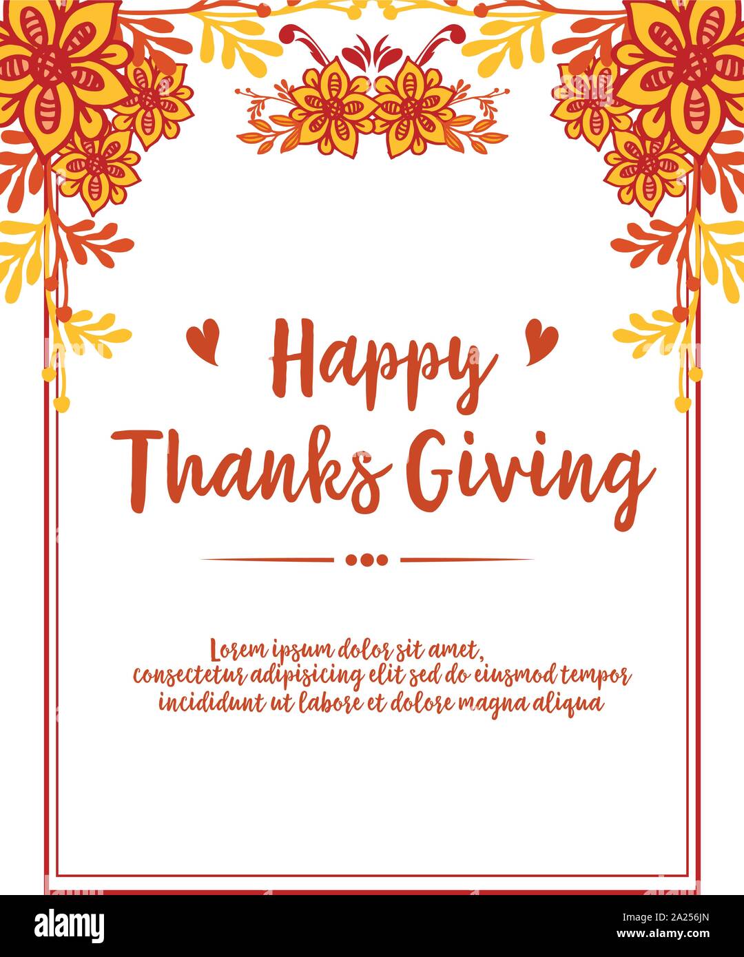 Template for card thanksgiving, with plant of autumn leaves frame ...